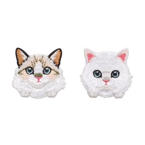 SSYSSY刺繍ワッペンアイロン接着両用タイプ动物猫2個入手芸DIY用品(A004)