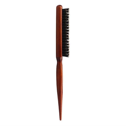 Holibanna ヘアブラシ 猪毛 100 3列 ラットテールコーム 木製 テールコーム 逆毛 ボリュームアップ 頭皮 スタイリング ヘアセット ブラウン