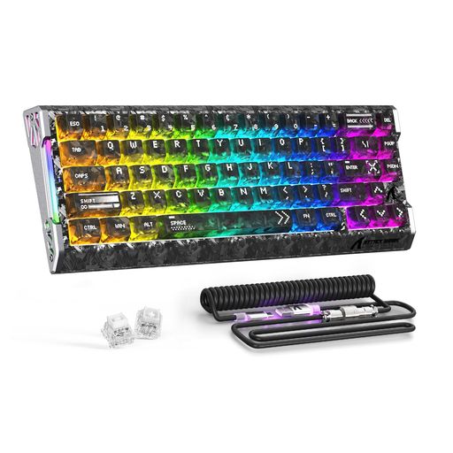 【ATTACK SHARK R68HE 墨影】磁気スイッチ ゲーミングキーボード 有線 68キー 65% ラピッドトリガー0.005mm(設定により)256Kスキャン 最大8000Hzポーリング 低遅延 RGBサイドライト 6層吸音 HIFI打鍵音