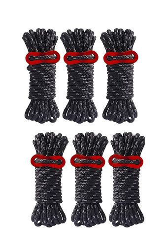【セット内容】4mm * 4mのロープ x6本、アルミニウム製自在金具*6。 【ガイロープ】径が4mmなので、しっかりしている、200kgまでの荷重に耐えられます。材質:内側がポリプロピレン、外側がポリエステル、反射材入り。 【目立つ】ガイロープは高品質の耐久性に優れた材質で作られています、ロープは2本の反射材入りワイヤーが編み込まれています。夜間の視認に効果的な反射素材入りテントロープで、昼間でもしっかり目立つようベースカラーは蛍光色となっております。 【長さを自由に調節可能】ロープの長さを調整しやすいアルミ合金の調整バックルを装備し、ロープの接続と長さの調整に広く使用され、簡単で丈夫。 【多用途】キャンプだけでなく、アウトドアとレジャー以外でも何かと使えるロープで、たとえばジッパープルコード、キャリーバッグプルコード、ハンモックロープ、テントロープ、衣服ライン、ギア用の交換コードなど。