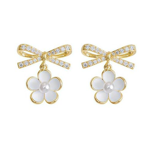 MIKAMU リボン ピアス レディース 人気 最高級ジルコニア 18K 18金 人気 レディース ピアス 桜 安心の 金属アレルギー対応 ギフト 専用ボックス付き