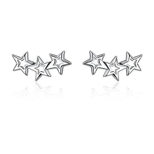 Richight シンプル 3連 スター 純銀 スタッドピアス Silver 925 可愛らしい 五芒星 little star ピアス メンズ レディース 透かし彫り 小さい星 ミニ 耳飾り