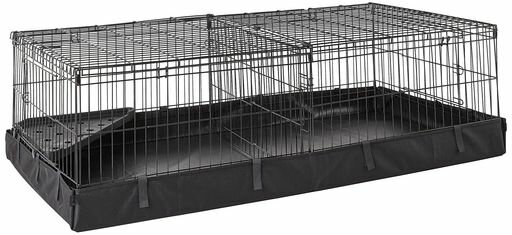 雪貂 - 漏れ防止ペットケージ小動物モルモット用キャンバス底仕切り付き約122x36x61CMブラック