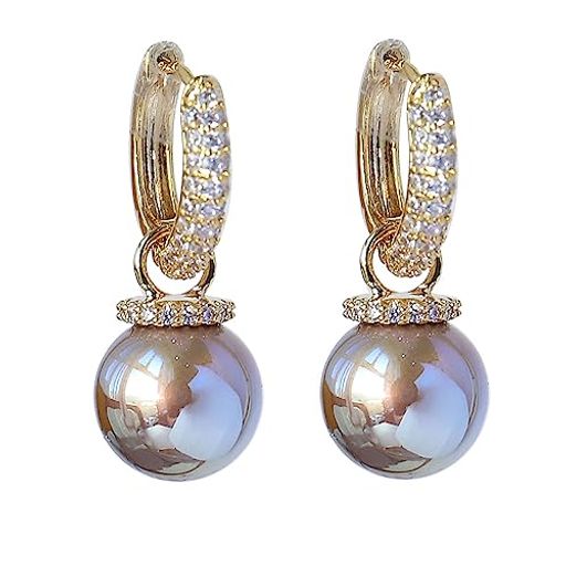 VICAKERシンプル デザインキラキラ ファッションパール フープピアス レディース 人気 金属アレルギー対応 リング ピアス 18金earrings women イヤリング