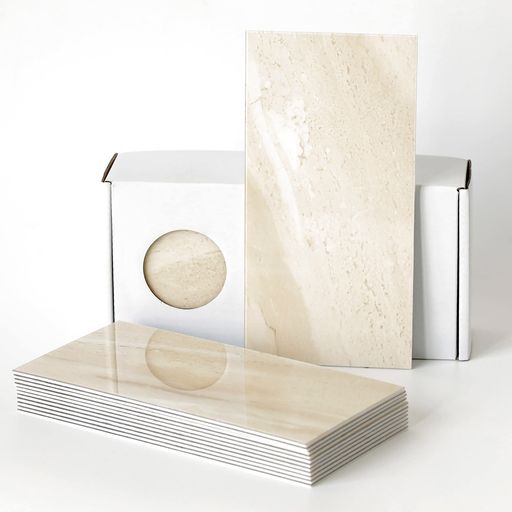 EsDECOR大理石調タイルシートキッチンタイルシール防水耐熱パネル壁DIY23枚(ベージュ)