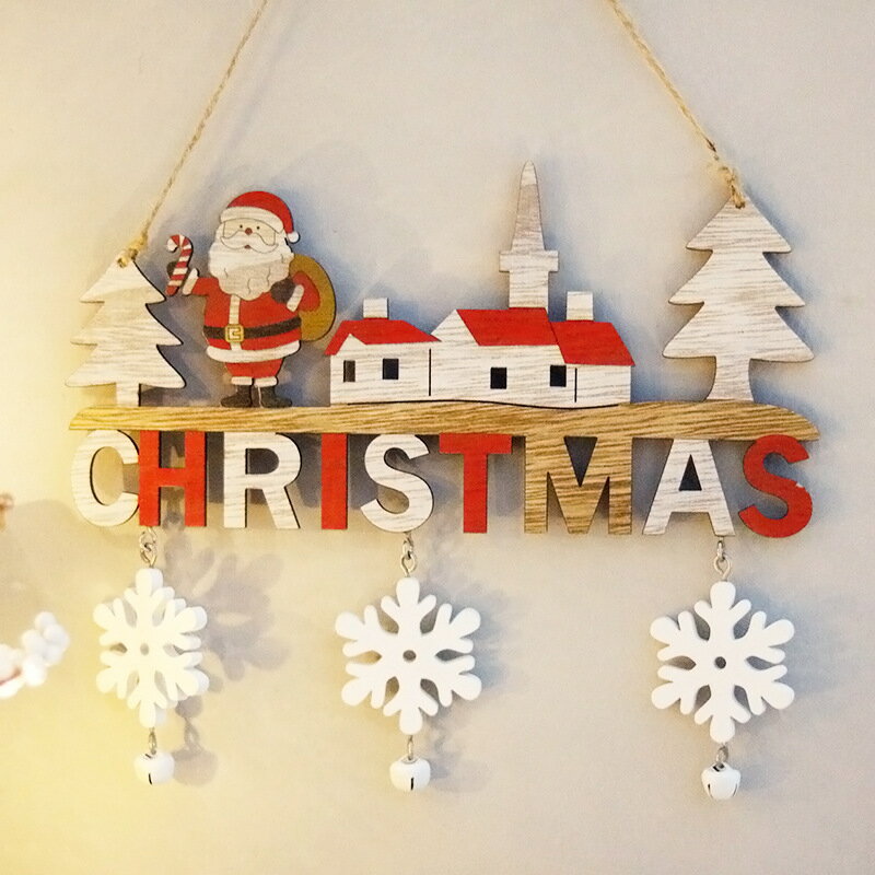 Rakuten - クリスマスオーナメント 木製クリスマスハンギングデコレーション おしゃれドア飾り レストラン家庭用 クリスマスギフト クリスマス装飾品