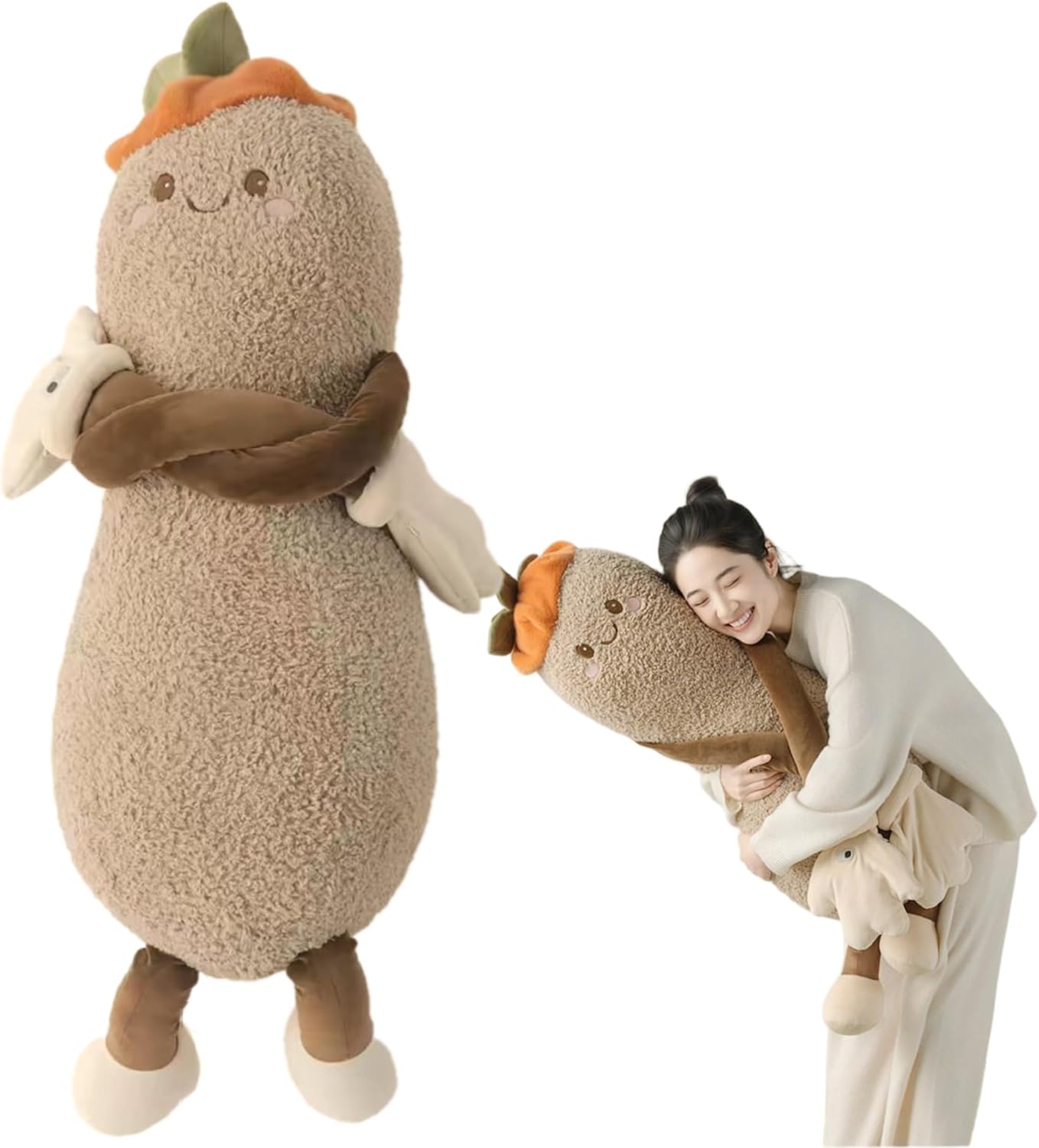 Rakuten - 抱きまくら プレミアム寝かしつけ 自動トントンマシン ＆温感ぬいぐるみ 抱き枕 寝かしつけ 添い寝哄ぐ神器 柔らかふわふわ 睡眠質アップ かわいい 【多機能柿帽子のピーナッツ形抱き枕】洗えるカバー／プレゼントにも最適