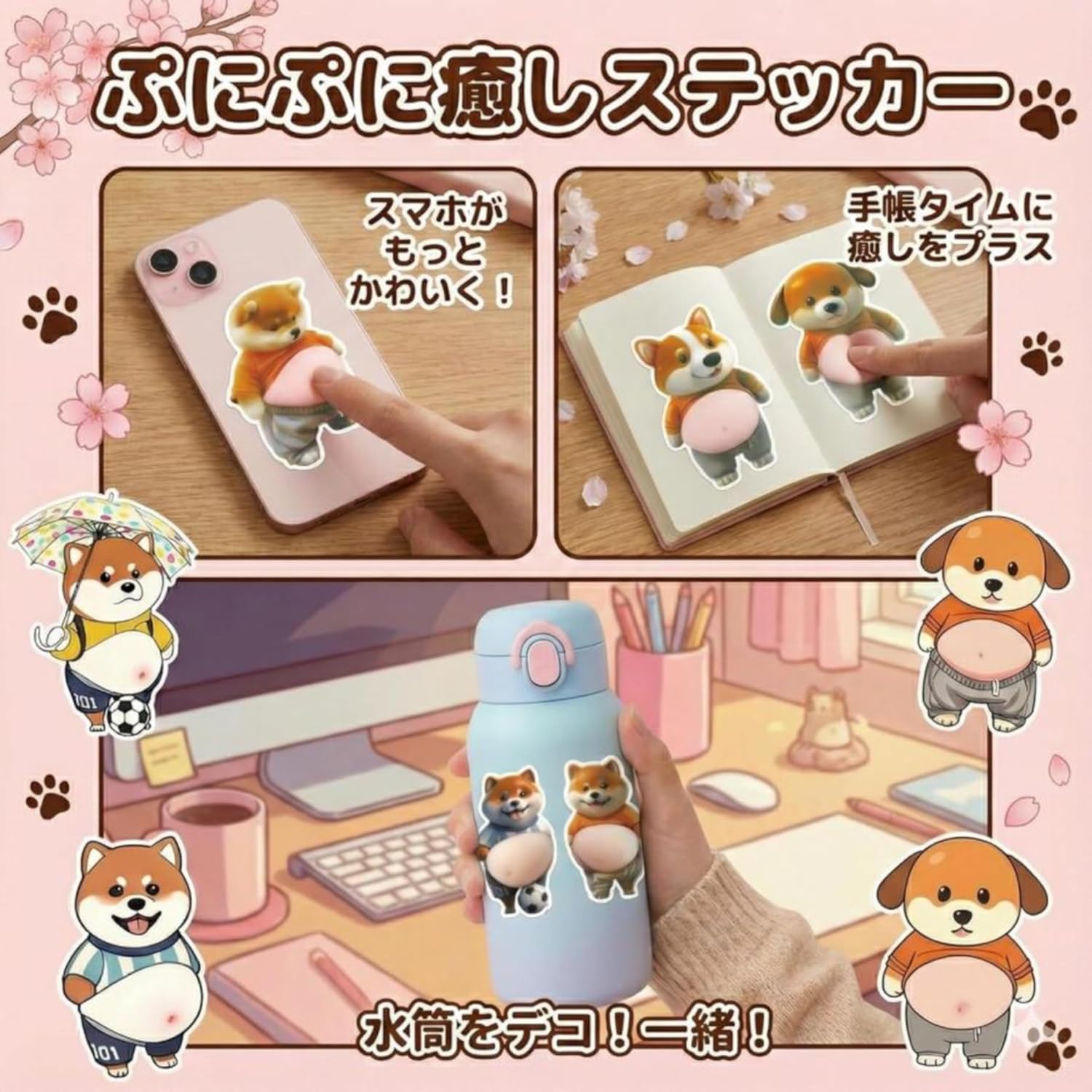 デブ犬 猫 お腹シール ぷにぷにシール 3D柔らかいお腹 ぷくぷくシール 柴犬ステッカー 3Dソフト腹付 携帯電話飾り用 手帳用 手芸用品 ストレス解消おもちゃ 柴犬デザイン クッションステッカー ぷっくりお腹 癒しグッズ nexus-premium-10000459 ネクサスプレミアム サンプル画像2