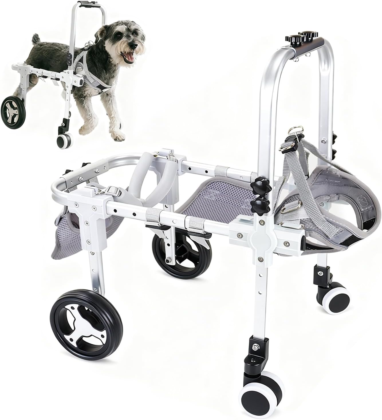 Rakuten - 犬用車椅子 犬用歩行器 ペット車椅子 2輪 4輪歩行補助 サイズ調整可能 軽量 後ろ足 ペット 小型犬 中型犬 大型犬 怪我 介護 障害犬 老犬 散歩 サポート ハーネス付き 車輪 リハビリ
