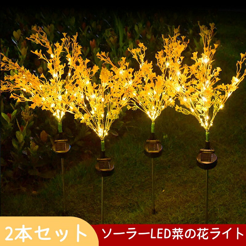 Rakuten - 【2025年新作】2本セット ソーラーLED菜の花ライト 屋外用 防水 防錆 地挿し式 庭園・花壇・玄関装飾用 おしゃれなガーデンイルミネーション ガーデンソーラーライト 自動点灯/消灯 電気代ゼロ 取付簡単 LED 常夜灯 ナイトライト 芝生 駐車場 歩道