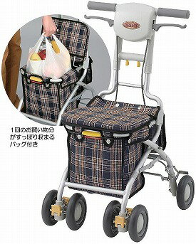 【送料無料】安寿 サンフィールS ショッピング/ 532-362 青チェック[ アロン化成 ]