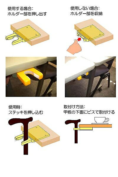 NFパラダイス本舗の【送料無料】杖机設置ホルダー　ステッキjam/ G-0320　1ケース20個入｜アングル2