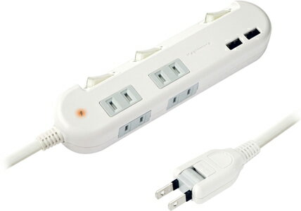 カシムラ USBポート付AC充電器 4AC-2USB-3.4A SW 雷ガード 1.2m WH AC-011