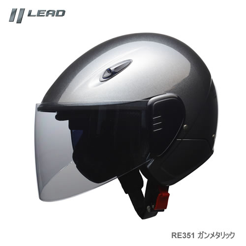 LEAD リード CR-351 ガンメタリック セミジェットシールド付きヘルメット LLサイズ