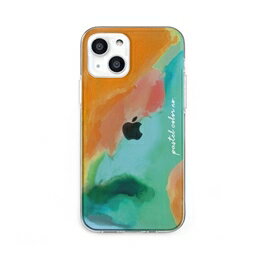 ☆dparks ソフトクリアケース for iPhone 13 Pastel color OrangeGreen DS21167i13