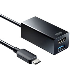 ☆サンワサプライ USB Type-Cハブ付き HDMI変換アダプタ Aポート1・TYPE-Cポート1 USB-3TCH35BK