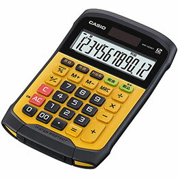 水回りでも、ほこりの多い場所でも安心。本体から外せて、丸ごと洗えるキーパッド 防沫・防塵仕様で商売に適したミニデスク型電卓 消費税や原価・売価・利益率計算が簡単●製品特長:防水・防塵性能(JIS IP54相当)外して洗えるキーパッド税計算(税額計算や税率の変更可能)傾斜表示 ●製品タイプ:ミニジャストタイプ(携帯性と操作性を両立) ●桁数:12桁 ●液晶ディスプレイ 計算状態表示 3桁位取り表示 ●キーの特徴:プラスチックキー 凹凸キー ●キーの機能:早打ち機能(2キーロールオーバー) ツーゼロ(00)サインチェンジ(符号切替) ●メモリー:メモリー数 1 独立メモリー(M+、M-、MRCキー方式) ●電源:T・W・P(ソーラー・電池の2電源) 電池　CR2032 × 1電池寿命　約7年(1日1時間使用時)オートパワーオフ ●サイズ(奥行 × 幅 × 高さ):168.5 × 108.5 × 33.4 mm ●質量:175 g ●基本計算:四則計算 四則定数計算マルチパーセント計算概数計算 ●応用計算:原価/売価/利益率の計算 保証期間:1年間 生産国:中国
