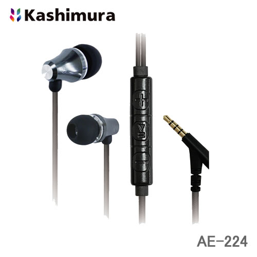 ＜郵送対応/時間指定不可/代引不可/他商品同梱不可＞カシムラ 強靭イヤホン リモコンマイク付き BK AE-224