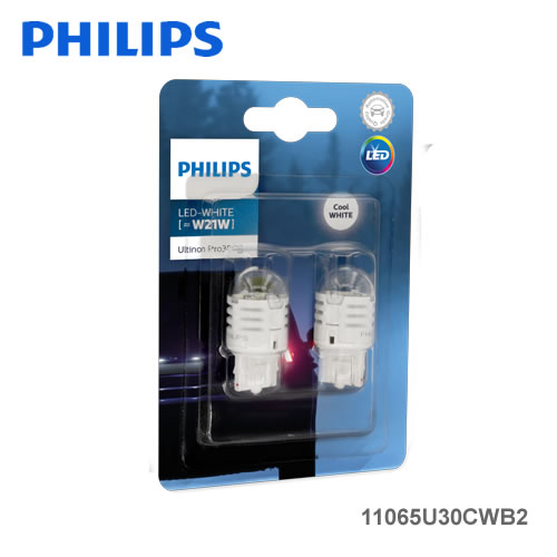 PHILIPS フィリップス Ultinon Pro3000 11065U30CW B2バックランプ用LED 12V T20 W21W 60000Kホワイト 190lm 2個入り