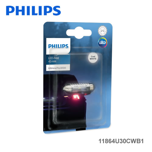 PHILIPS フィリップス Ultinon Pro3000 11864U30CWB1 ルームランプ用LED 12V T10X43 C5W 6000K 50lm 1個入り 1