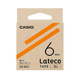 ☆カシオ計算機 Lateco 詰め替え用テープ 6mm オレンジテープ黒文字 XB-6EO