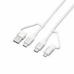 ☆エレコム 4in1 USBケーブル/USB-A+USB-C/Micro-B+USB-C/USB Power Delivery対応/1.0m/ホワイト MPA-AMBCC10WH ☆エレコム 4in1 USBケーブル/USB-A+USB-C/Micro-B+USB-C/USB Power Delivery対応/1.0m/ホワイト MPA-AMBCC10WH