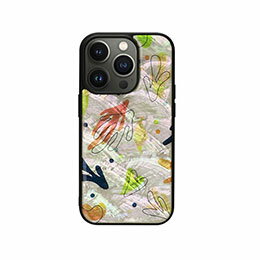 ☆ikins 天然貝ケース for iPhone 14 Pro Botanik Touch 2 背面カバー型 I23583i14P