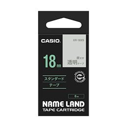 ☆カシオ計算機 ネームランドテープ18mm 透明 銀文字 XR-18XS