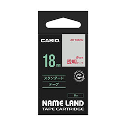 ☆カシオ計算機 ネームランドテープ18mm 透明 赤文字 XR-18XRD ☆カシオ計算機 ネームランドテープ18mm 透明 赤文字 XR-18XRD