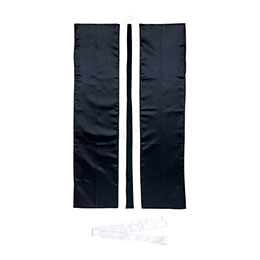 ☆【10個セット】 ARTEC ソフトサテンロングハッピ S 黒/銀襟 (ハチマキ付) ATC14444X10