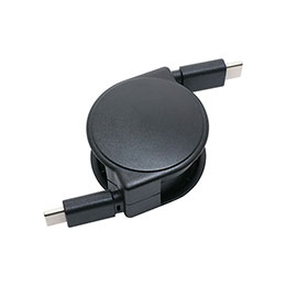 ☆ミヨシ USB3.2 Gen2 USB Type-Cリールケーブル 黒 URC-CC10G