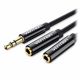 ☆【10個セット】 VENTION 3.5mm Male to 2×3.5mm Female Stereo Splitterケーブル 0.3m Black ABS Type BB-5114X10