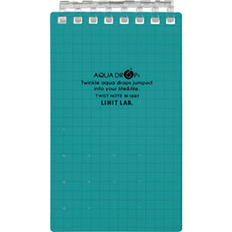 ☆LIHIT LAB. AQUA DROPs ツイストリング ノート メモ 青緑 N-1661-28-BG