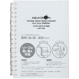 A6 Size - ☆LIHIT LAB. AQUA DROPs ツイストリング ノート A6 乳白 N-1664-1-MW