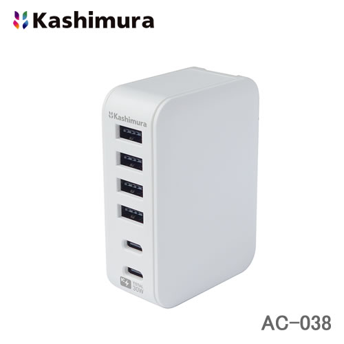 カシムラ AC USBA4+C2 6A 自動識別 リバーシブル AC-038