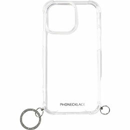 ☆PHONECKLACE フォンネックレス ストラップ用リング付きクリアケース for iPhone 15 Pro Max シルバーチャーム PN25604i15PM
