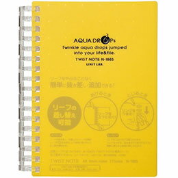 A6 Size - ☆【10個セット】 LIHIT LAB. AQUA DROPs ツイストリング ノート A6 黄 N-1665-5-YEX10