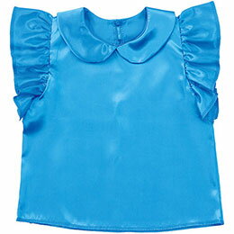 ☆ARTEC ソフトサテン 丸襟付フリフリシャツ ブルー ATC18324