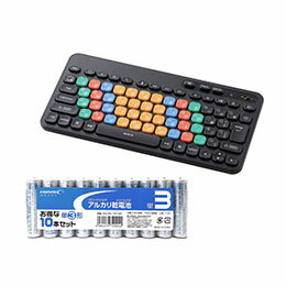 ☆エレコム はじめてのキーボード KEY PALETTO(BT) + アルカリ乾電池 単3形10本パックセット TK-FS10BMKIBK+HDLR6/1.5V10P