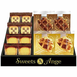 ベルギーワッフルと焼菓子セット表面にパールシュガーをつけて焼きあげたベルギーワッフルの他にやクッキー、バウムクーヘン等の焼き菓子を盛り合わせたアソートです。メーカー型番:SGF-AER 内容物:ベルギーワッフル(プレーン・ショコラ各2個)・クッキー(チェス・プレーン各4個) 箱サイズ:25.5×21×4.5cm 重量:260g アレルゲン:卵・乳成分・小麦 賞味期限:製造日より常温約200日 生産国:日本