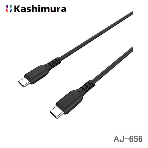 ＜郵送対応/時間指定不可/代引不可/他商品同梱不可＞カシムラ 超やわらくて強いUSB充電＆同期ケーブル USB Type-Cポート to Type-Cポート 1.2m ブラック シリコン AJ-656