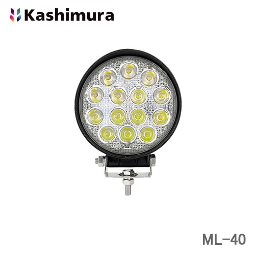 カシムラ LEDワークライト 丸 14灯 42W 白色 角度調整取付ステー付 防塵 防水仕様IP67対応 DC12/24V車対応 ML-40