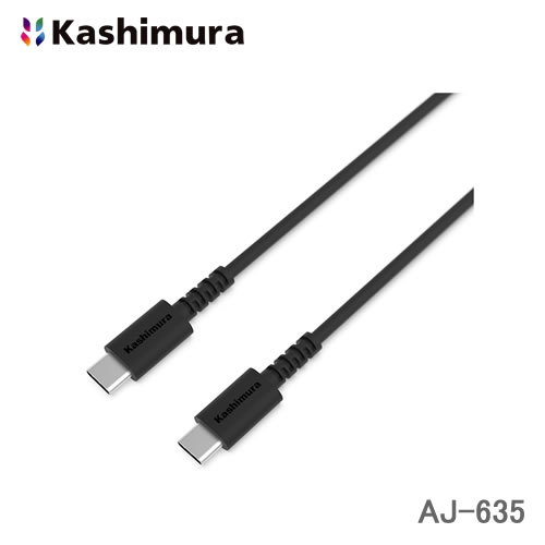 カシムラ AJ-635 USB充電＆同期ケーブル Type-C⇔Type-C 1.2m 黒