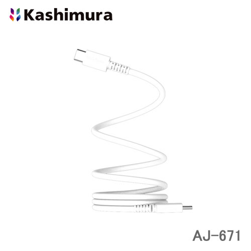 カシムラ AJ-671 USB充電＆同期ケーブル USB-C→USB-C 綺麗にまとまるマグネット内蔵 1m 白 USB-PD最大60W(20V3A)充電器対応