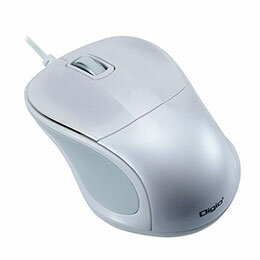 ☆Digio デジオ 小型有線静音3ボタンBlueLEDマウス ホワイト MUS-UKT110W