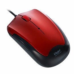 ☆Digio デジオ 有線静音3ボタンBlueLEDマウス レッド MUS-UKT124R