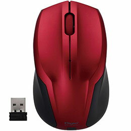 ☆Digio デジオ 無線 静音 3ボタンBlueLEDマウス レッド MUS-RKT125GR