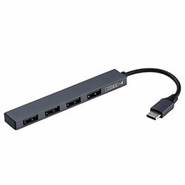 ☆ナカバヤシ USB2.0Type-C4ポート変換ハブ グレー UH-C2584GY