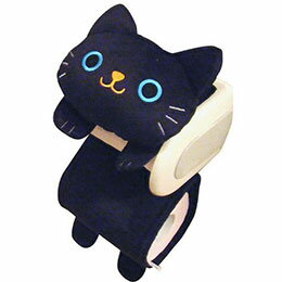 ☆明邦 ねこのトイレロールペーパーホルダー クロ ME368