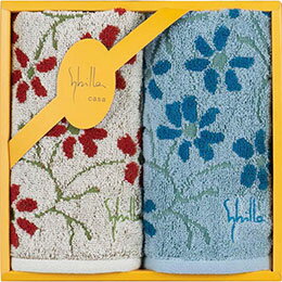 ☆シビラ エンラサーダ2 ミニタオル2P ブルー&ベージュ 25×25cm B1036585